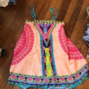 Peachpuff multi colored summer dress